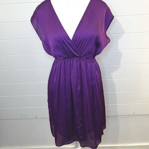 Soprano Deep Purple Mini Dress V-Neck Feminine Lightweight Small